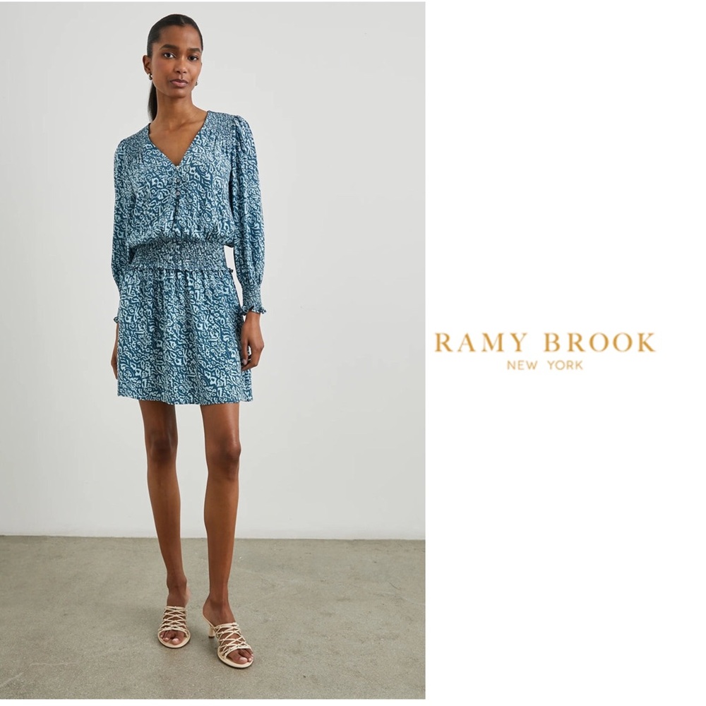 NEW Ramy Brook Landa Blue Print Women's Dress